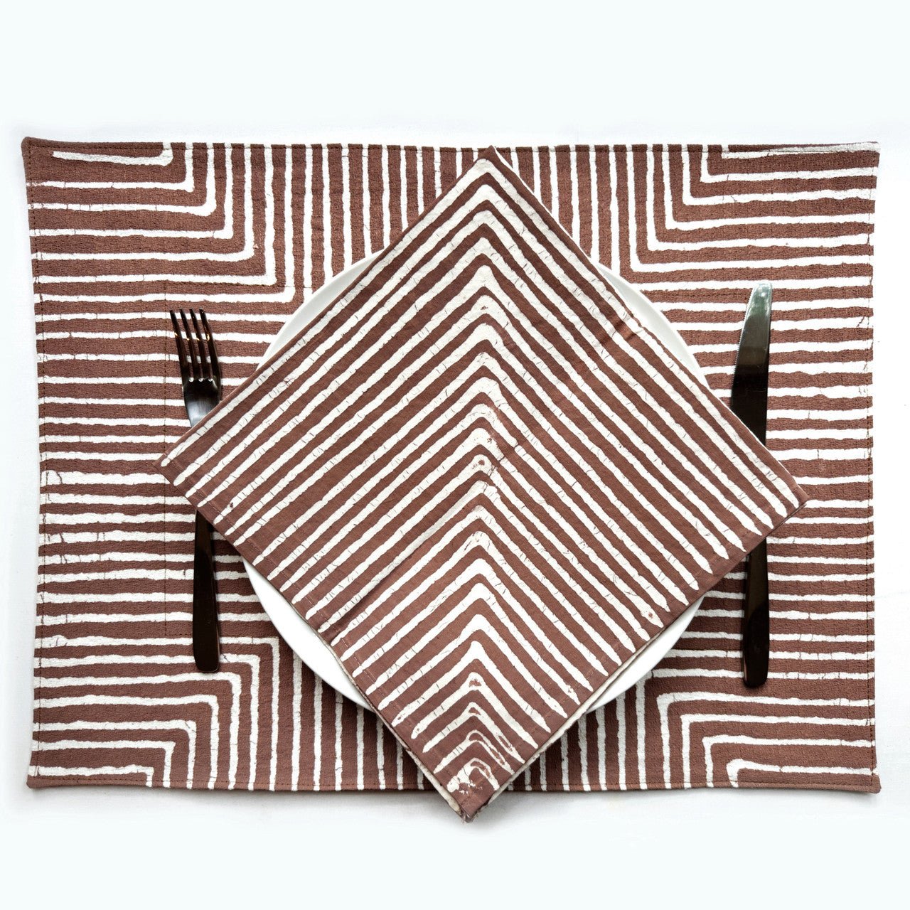 Brown Mitsetse Placemats - Set of 2 La Vie Bien Brown Mitsetse Placemats - Set of 2