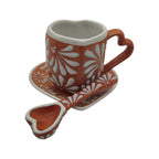 Brown Talavera Heart Mug Set | Cup, Plate & Spoon Talavera Mug La Vie Bien Brown Talavera Heart Mug Set | Cup, Plate & Spoon
