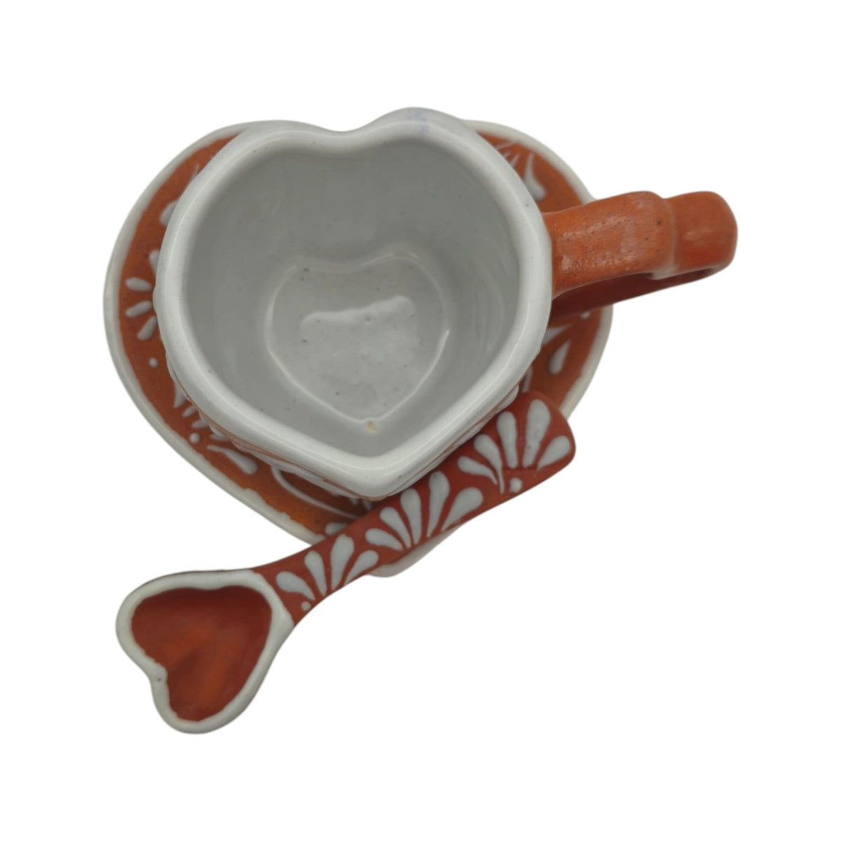 Brown Talavera Heart Mug Set | Cup, Plate & Spoon Talavera Mug La Vie Bien Brown Talavera Heart Mug Set | Cup, Plate & Spoon