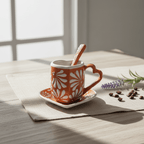 Brown Talavera Heart Mug Set | Cup, Plate & Spoon Talavera Mug La Vie Bien Brown Talavera Heart Mug Set | Cup, Plate & Spoon