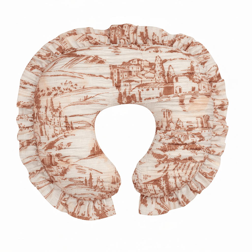 Brown Toile Ruffle Nursing Pillow Cover La Vie Bien Brown Toile Ruffle Nursing Pillow Cover