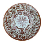 Brown & White Talavera Bird Bath | Handmade Garden Accent