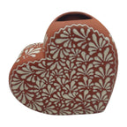 Brown & White Talavera Heart Vase | Hand-Painted Pottery Talavera Planter La Vie Bien Brown & White Talavera Heart Vase | Hand-Painted Pottery