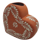 Brown & White Talavera Heart Vase | Hand-Painted Pottery Talavera Planter La Vie Bien Brown & White Talavera Heart Vase | Hand-Painted Pottery