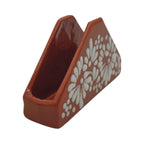 Brown & White Talavera Napkin Holder | Floral Glazed Design Talavera Napkin Holder La Vie Bien Brown & White Talavera Napkin Holder | Floral Glazed Design