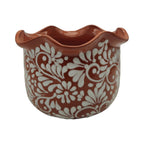 Brown & White Talavera Planter | Handcrafted Wavy Rim Pot Talavera Flower Pot La Vie Bien Brown & White Talavera Planter | Handcrafted Wavy Rim Pot