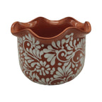 Brown & White Talavera Planter | Handcrafted Wavy Rim Pot Talavera Flower Pot La Vie Bien Brown & White Talavera Planter | Handcrafted Wavy Rim Pot