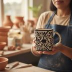 Brown & White Talavera Purse Planter | Handmade Pot Talavera Flower Pot La Vie Bien Brown & White Talavera Purse Planter | Handmade Pot