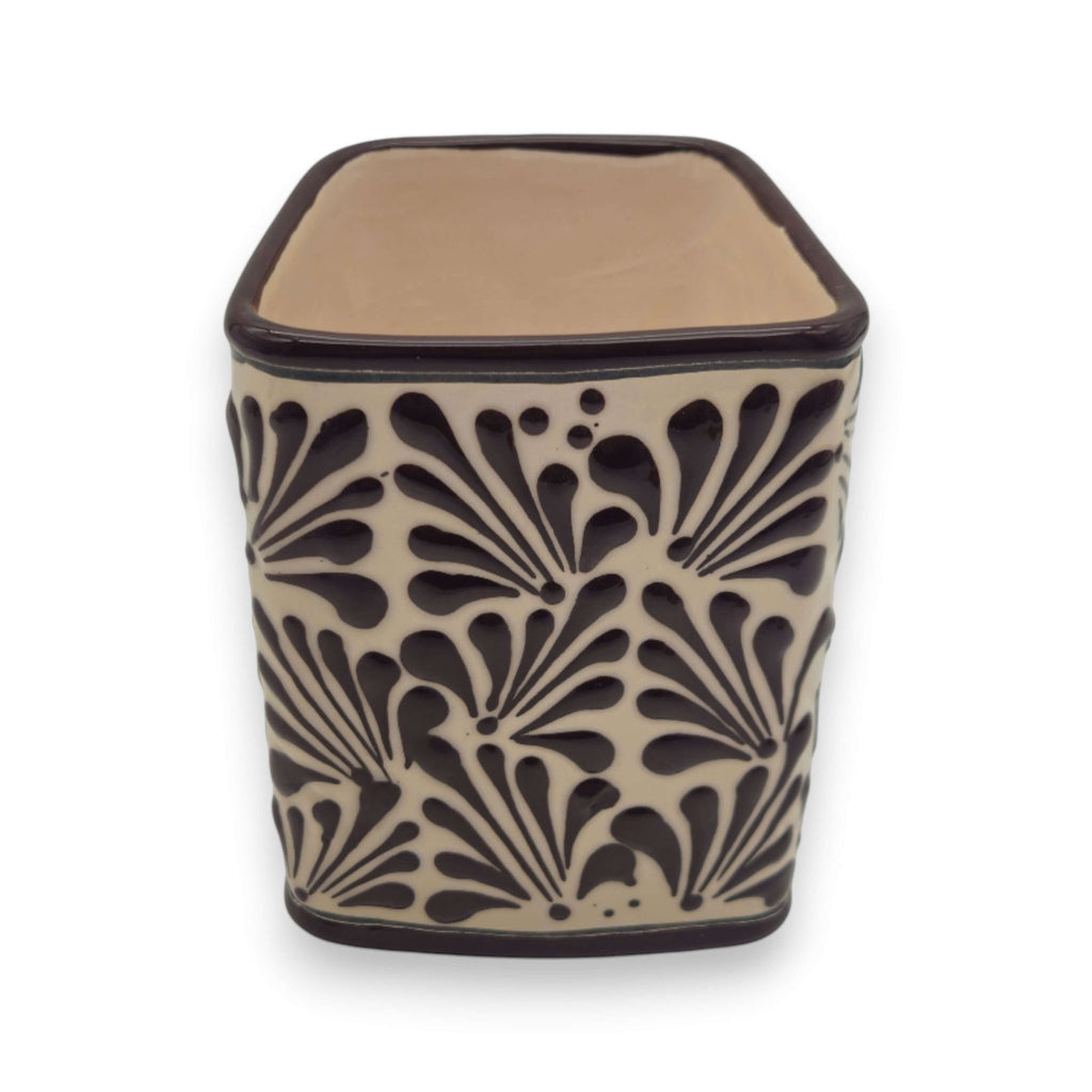 Brown & White Talavera Purse Planter | Handmade Pot Talavera Flower Pot La Vie Bien Brown & White Talavera Purse Planter | Handmade Pot