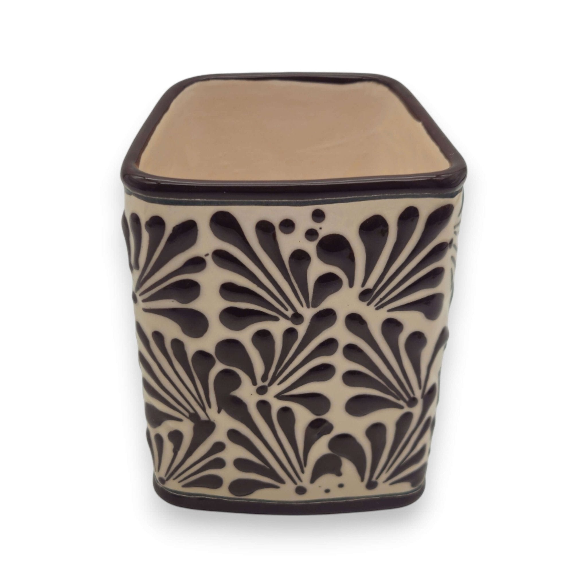 Brown & White Talavera Purse Planter | Handmade Pot Talavera Flower Pot La Vie Bien Brown & White Talavera Purse Planter | Handmade Pot