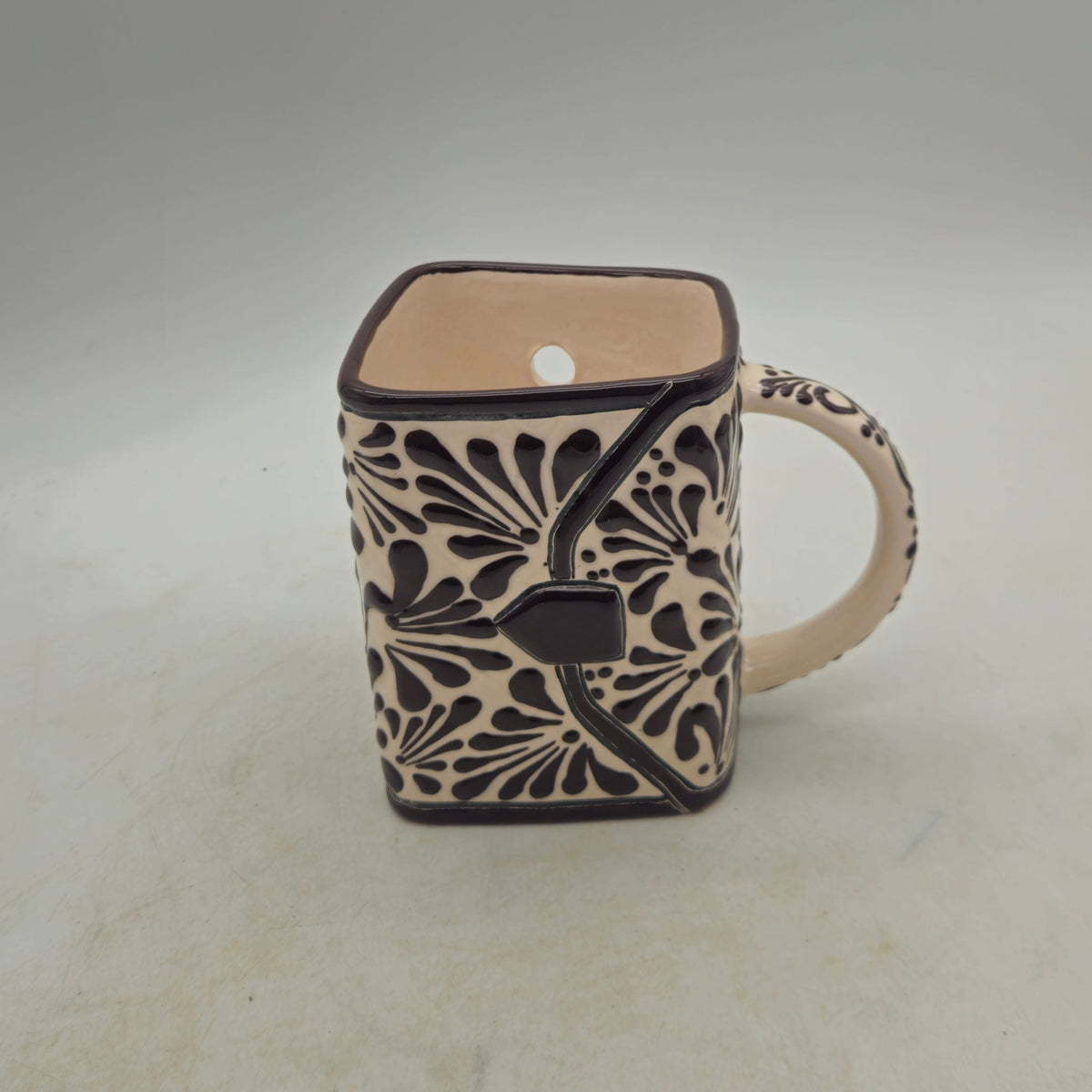 Brown & White Talavera Purse Planter | Handmade Pot