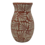Brown & White Talavera Relief Vase | Hand-Painted Pottery
