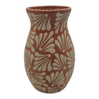 Brown & White Talavera Relief Vase | Hand-Painted Pottery