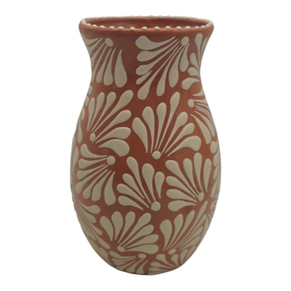 Brown & White Talavera Relief Vase | Hand-Painted Pottery Talavera Planter La Vie Bien Brown & White Talavera Relief Vase | Hand-Painted Pottery