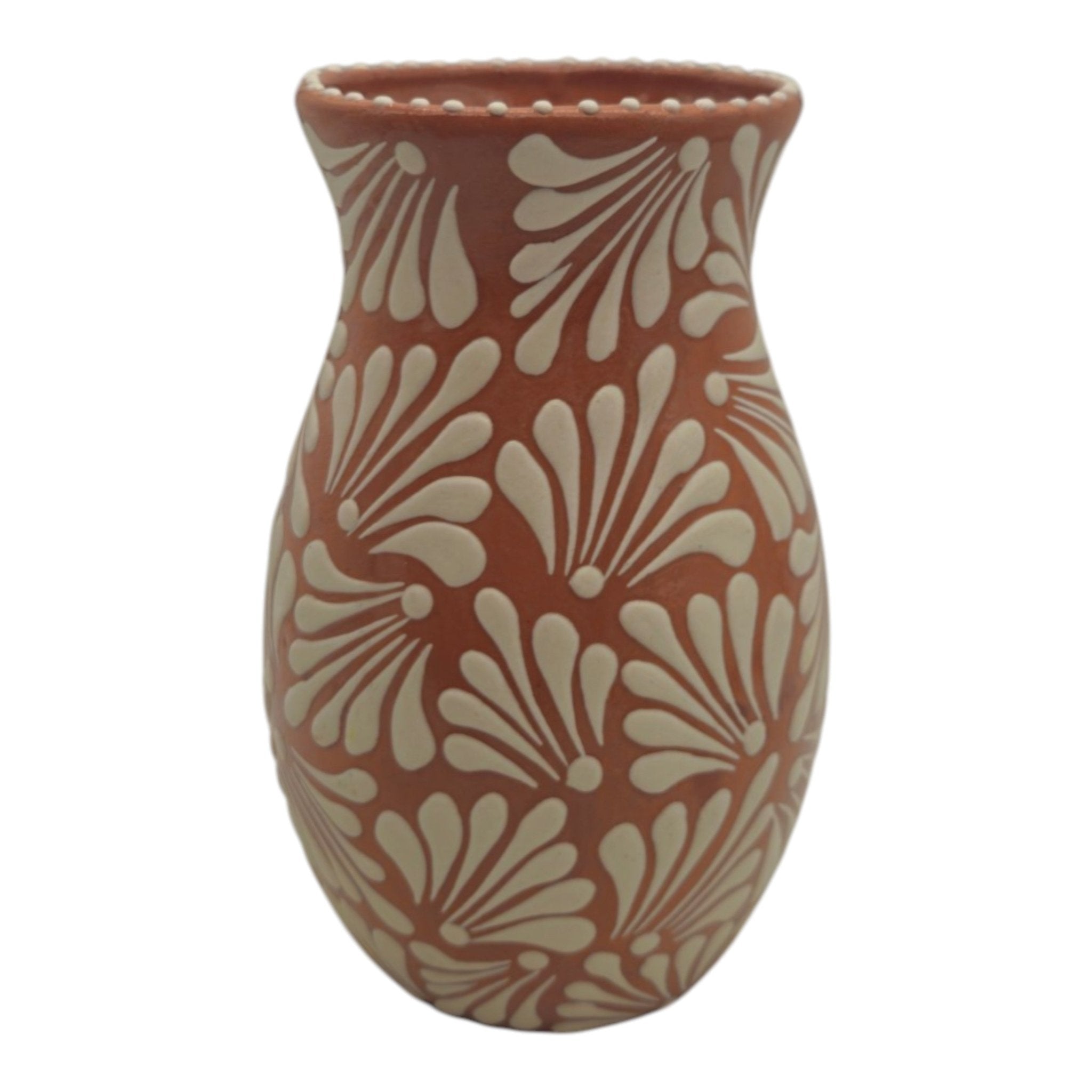 Brown & White Talavera Relief Vase | Hand-Painted Pottery Talavera Planter La Vie Bien Brown & White Talavera Relief Vase | Hand-Painted Pottery