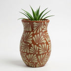 Brown & White Talavera Relief Vase | Hand-Painted Pottery Talavera Planter La Vie Bien Brown & White Talavera Relief Vase | Hand-Painted Pottery