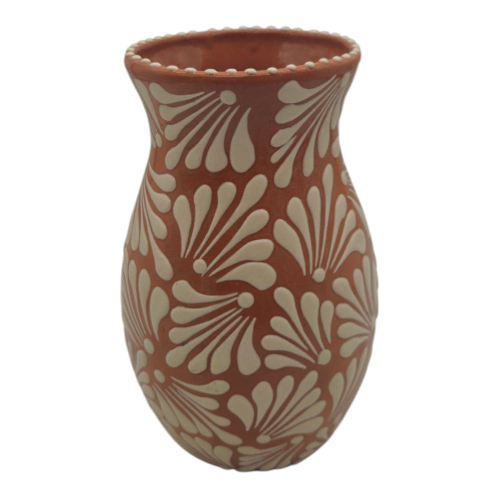 Brown & White Talavera Relief Vase | Hand-Painted Pottery Talavera Planter La Vie Bien Brown & White Talavera Relief Vase | Hand-Painted Pottery