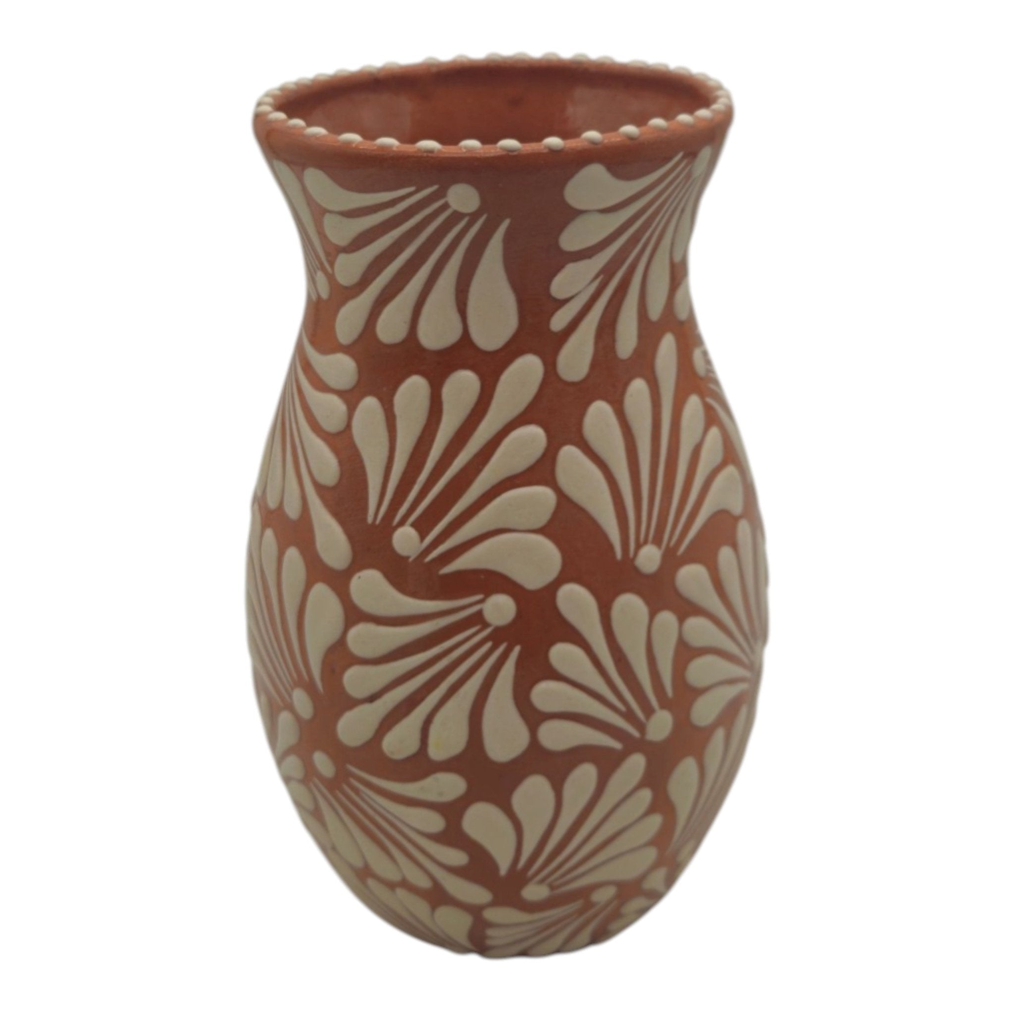 Brown & White Talavera Relief Vase | Hand-Painted Pottery Talavera Planter La Vie Bien Brown & White Talavera Relief Vase | Hand-Painted Pottery