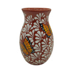Brown & White Talavera Vase | Monarch Butterfly Relief Design