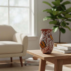 Brown & White Talavera Vase | Monarch Butterfly Relief Design Talavera Planter La Vie Bien Brown & White Talavera Vase | Monarch Butterfly Relief Design