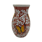 Brown & White Talavera Vase | Monarch Butterfly Relief Design Talavera Planter La Vie Bien Brown & White Talavera Vase | Monarch Butterfly Relief Design