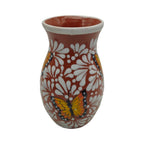 Brown & White Talavera Vase | Monarch Butterfly Relief Design Talavera Planter La Vie Bien Brown & White Talavera Vase | Monarch Butterfly Relief Design