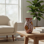 Brown & White Talavera Vase | Monarch Butterfly Relief Design Talavera Planter La Vie Bien Brown & White Talavera Vase | Monarch Butterfly Relief Design