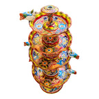 Brown & Yellow Talavera Fountain | Hand-Painted Multicolor Tiered Art