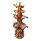 Brown & Yellow Talavera Fountain | Hand-Painted Multicolor Tiered Art