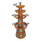 Brown & Yellow Talavera Fountain | Hand-Painted Multicolor Tiered Art