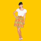 Brownstone Betties A - Line Skirt in Pumpkin & Olive Knee length skirt La Vie Bien Brownstone Betties A - Line Skirt in Pumpkin & Olive