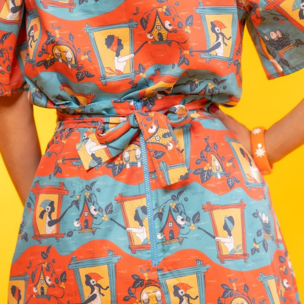 Brownstone Betties A - Line Skirt in Red and Blue Knee length skirt La Vie Bien Brownstone Betties A - Line Skirt in Red and Blue