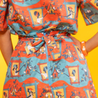 Brownstone Betties A - Line Skirt in Red and Blue Knee length skirt La Vie Bien Brownstone Betties A - Line Skirt in Red and Blue