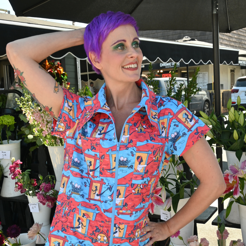 Brownstone Betties Jumpsuit in Red & Blue Jumpsuit La Vie Bien Brownstone Betties Jumpsuit in Red & Blue