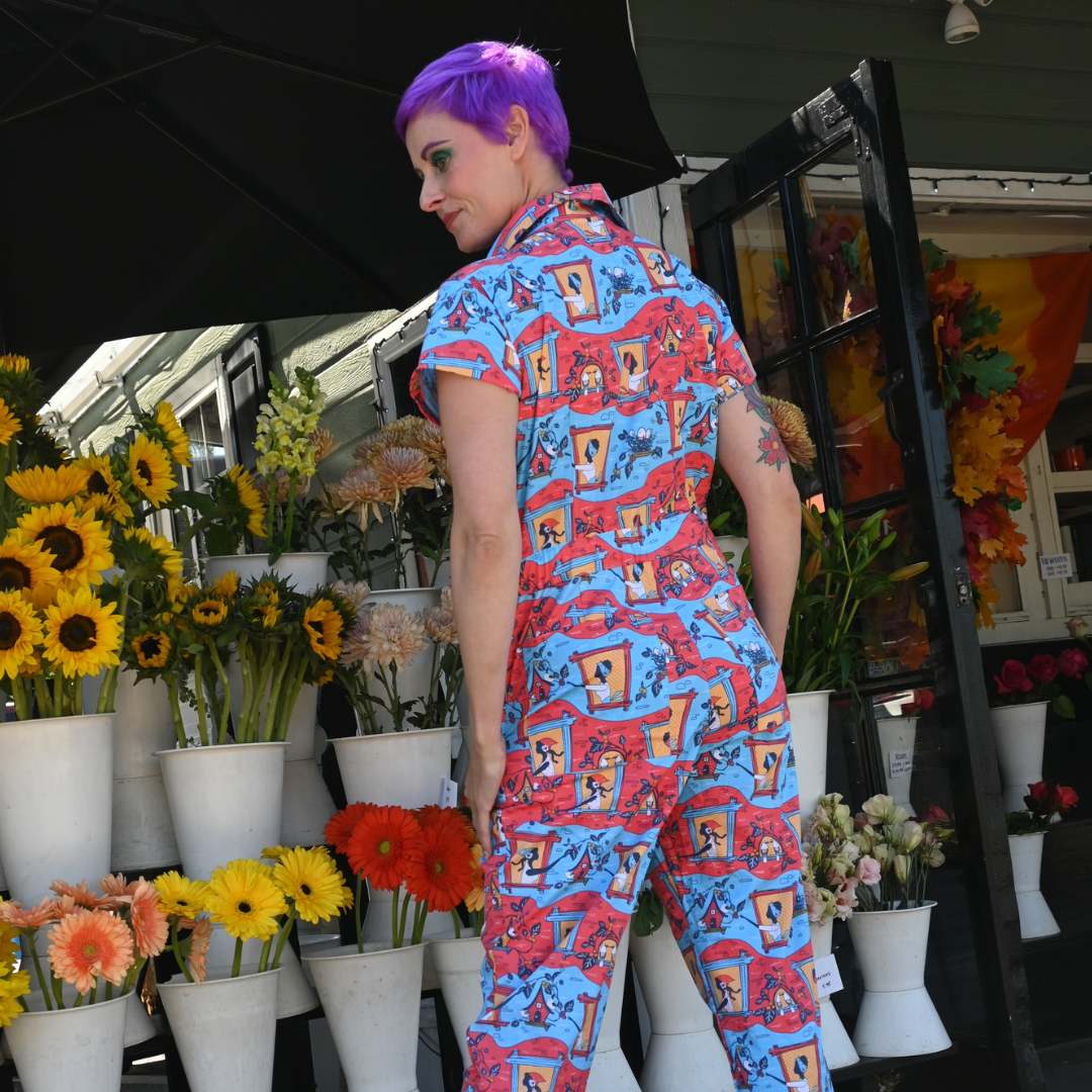 Brownstone Betties Jumpsuit in Red & Blue Jumpsuit La Vie Bien Brownstone Betties Jumpsuit in Red & Blue