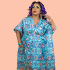 Brownstone Betties Midi Caftan in Peach & Aqua Caftan La Vie Bien Brownstone Betties Midi Caftan in Peach & Aqua