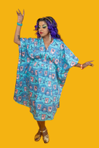 Brownstone Betties Midi Caftan in Peach & Aqua Caftan La Vie Bien Brownstone Betties Midi Caftan in Peach & Aqua