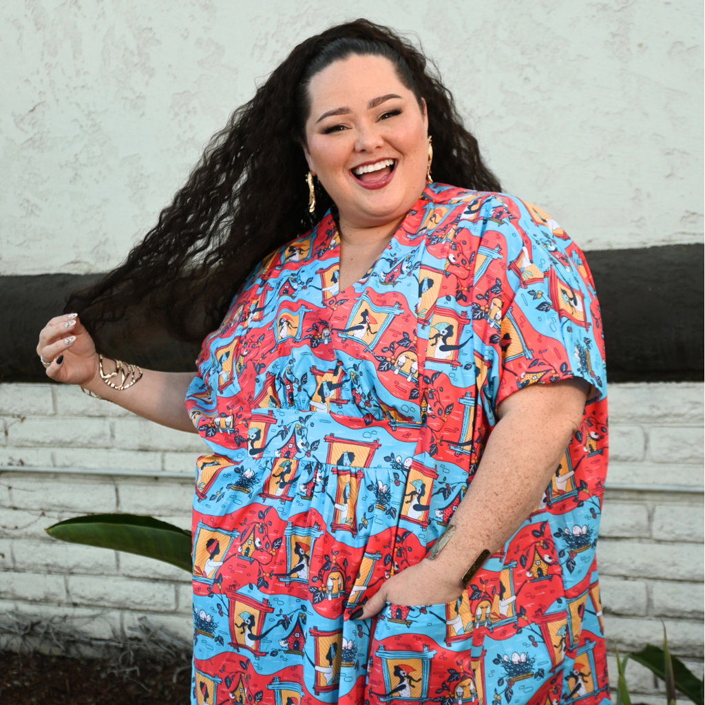 Brownstone Betties Midi Caftan in Red & Blue Caftan La Vie Bien Brownstone Betties Midi Caftan in Red & Blue