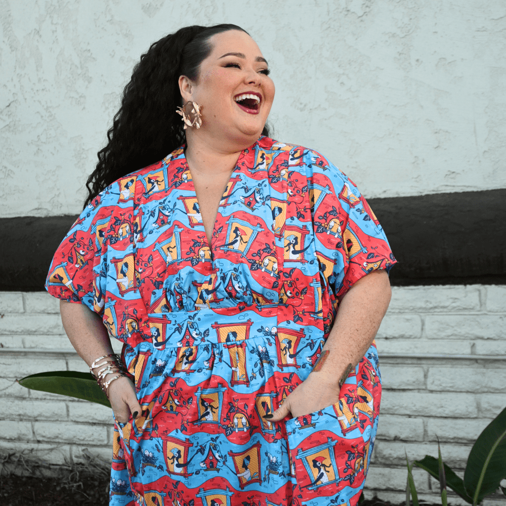 Brownstone Betties Midi Caftan in Red & Blue Caftan La Vie Bien Brownstone Betties Midi Caftan in Red & Blue