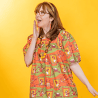 Brownstone Betties Square Neck Dress in Pumpkin & Olive Shirt La Vie Bien Brownstone Betties Square Neck Dress in Pumpkin & Olive