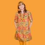 Brownstone Betties Square Neck Dress in Pumpkin & Olive Shirt La Vie Bien Brownstone Betties Square Neck Dress in Pumpkin & Olive