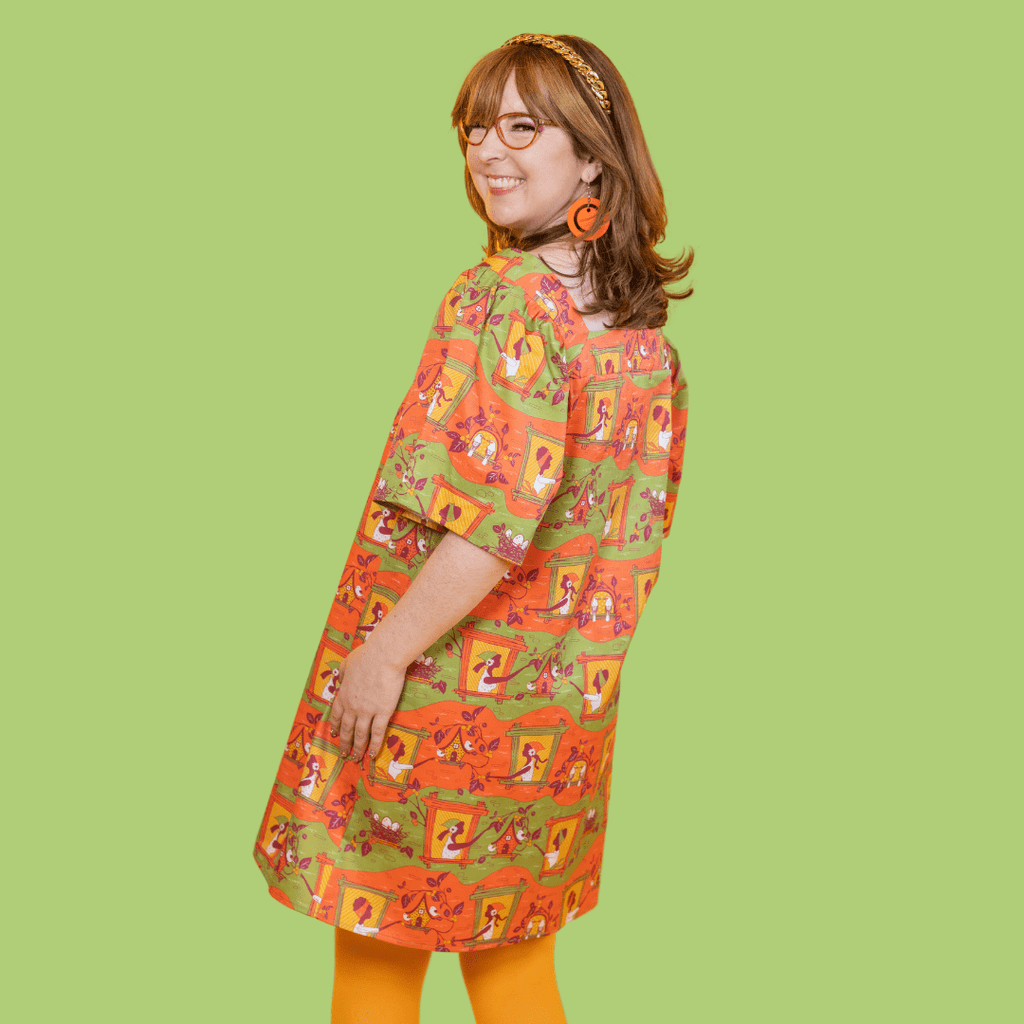 Brownstone Betties Square Neck Dress in Pumpkin & Olive Shirt La Vie Bien Brownstone Betties Square Neck Dress in Pumpkin & Olive