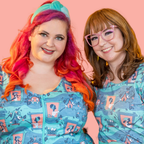 Brownstone Betties Tulip Sleeve Tee in Aqua & Peach Allover print tee La Vie Bien Brownstone Betties Tulip Sleeve Tee in Aqua & Peach