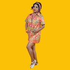Brownstone Betties Zip - front Mini in Pumpkin & Olive Mini dress La Vie Bien Brownstone Betties Zip - front Mini in Pumpkin & Olive
