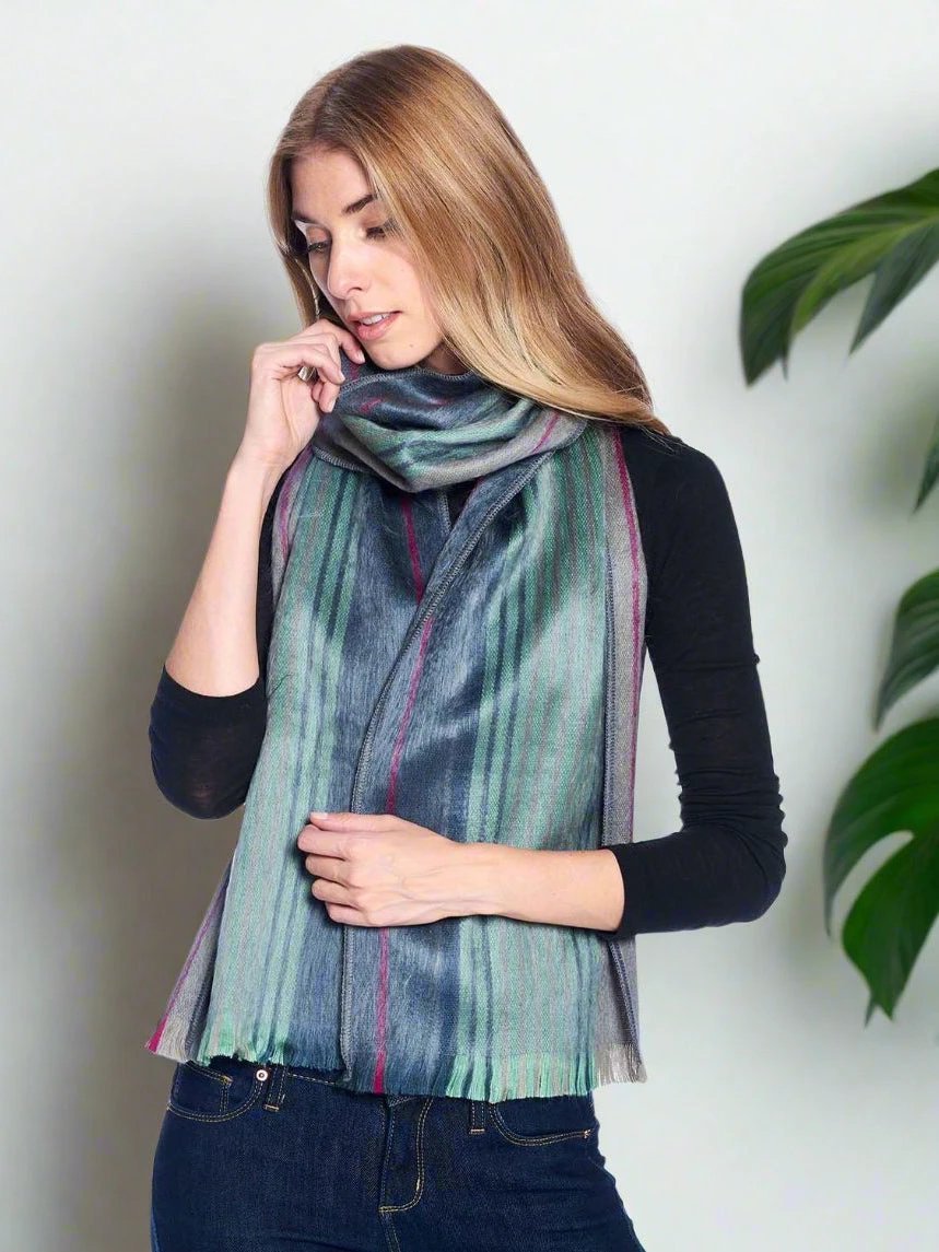 Brushed Alpaca Striped Scarf by Ash & Rose