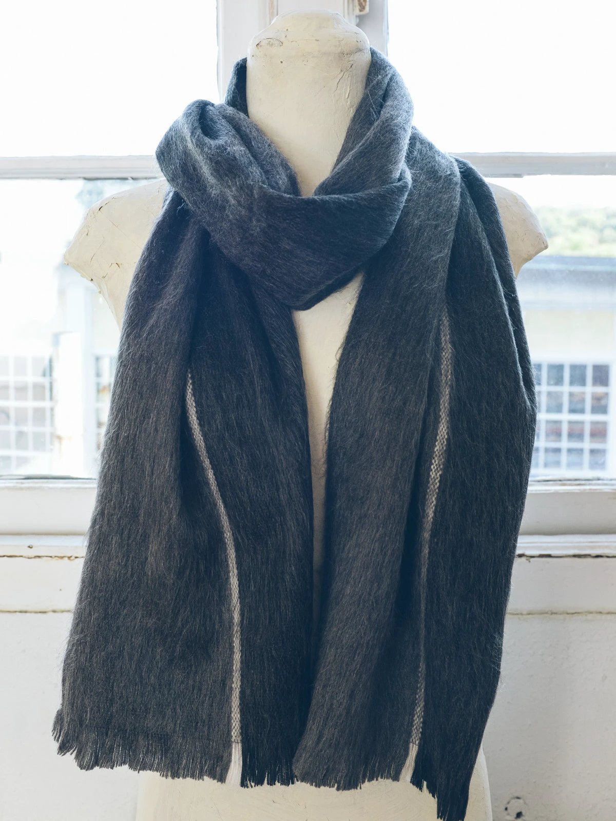 Brushed Alpaca Striped Scarf by Ash & Rose
