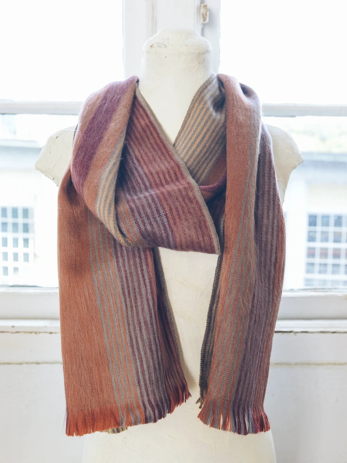 Brushed Alpaca Striped Scarf by Ash & Rose