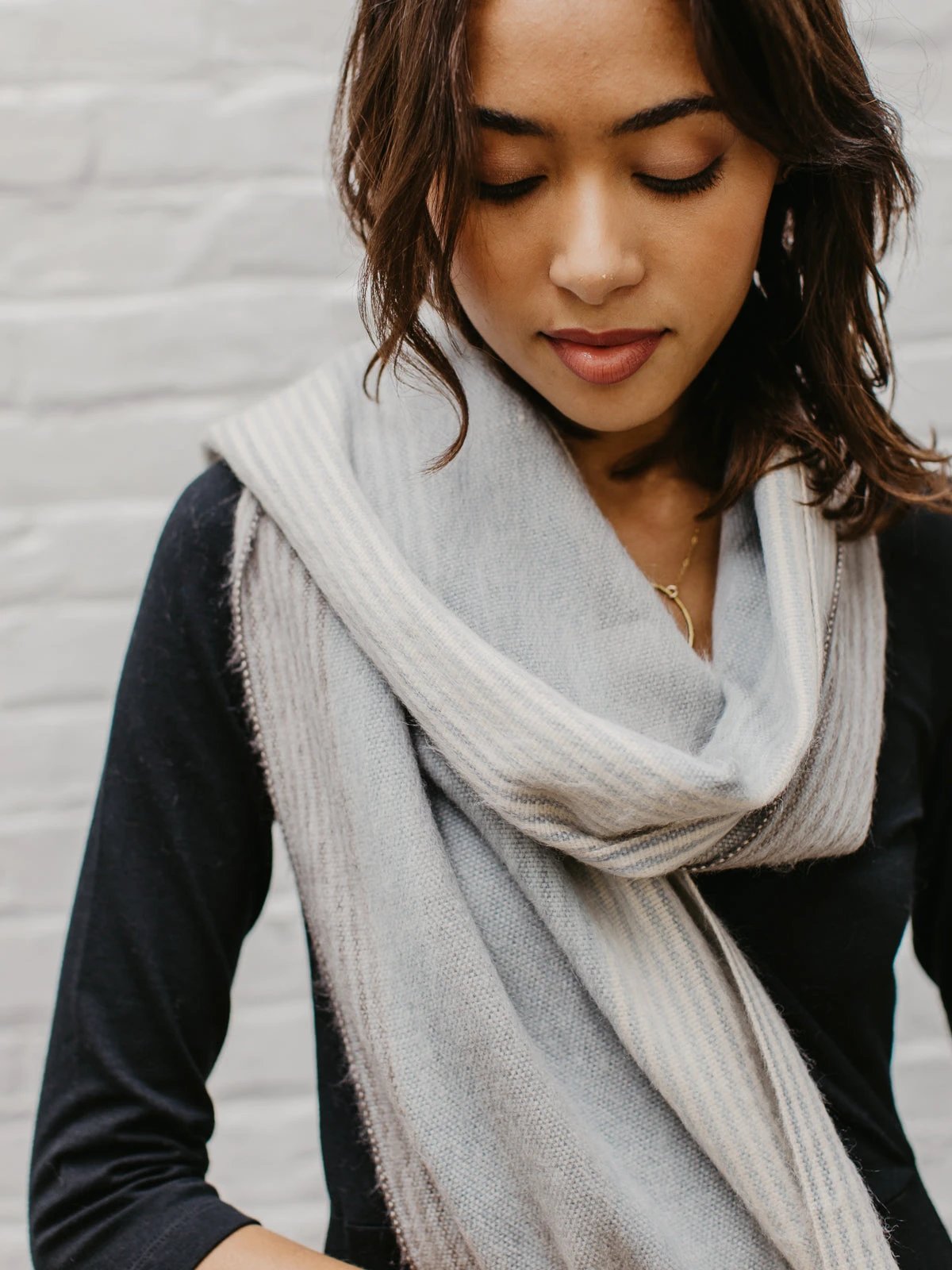Brushed Alpaca Striped Scarf by Ash & Rose