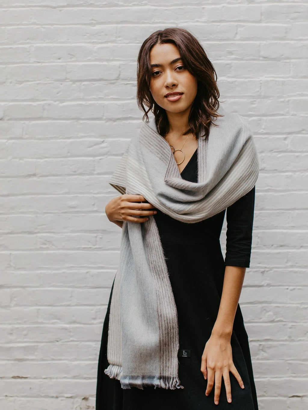 Brushed Alpaca Striped Scarf by Ash & Rose