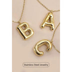 Bubble Shape Initials 18K Gold Plated Pendant Necklace | Alphabet Letter Charm Necklace by The Bullish Store